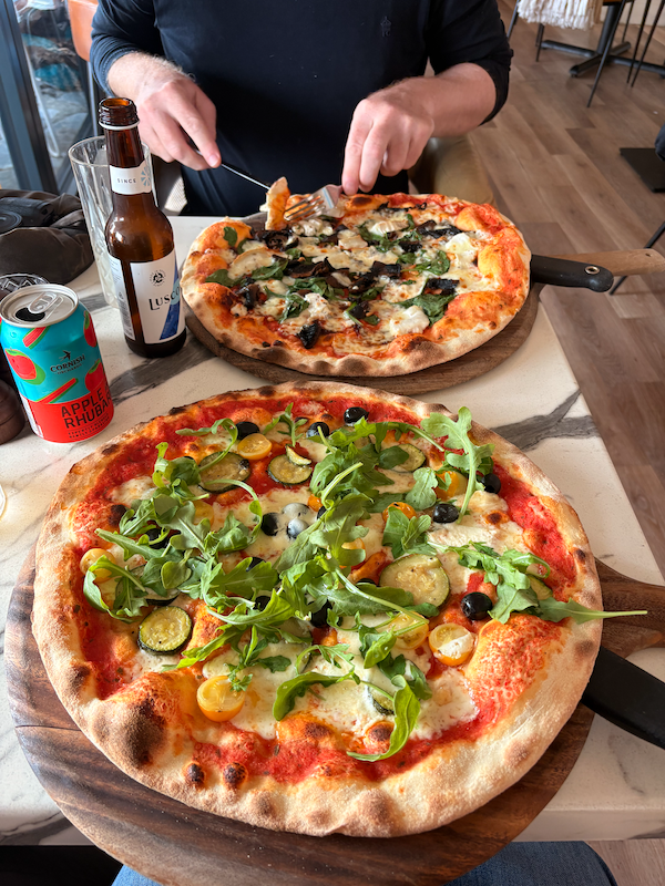 Some very large pizzas at The Stable in Padstow