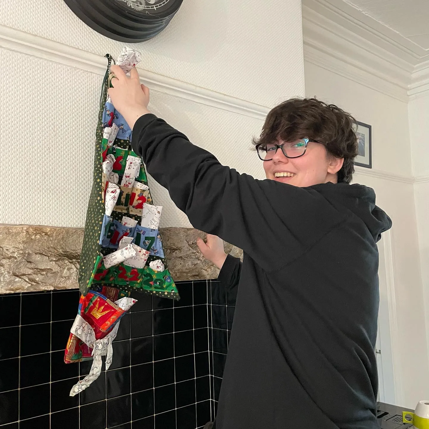 Miranda opening her advent calendar