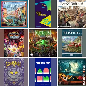 BG Stats 3 x 3. Burano; DroPolter; Encyclopedia; Epic Spell Wars of the Battle Wizards: Duel at Mt. Skullzfyre; Nucleum; Nusfjord; Parade; Town 77; Unconscious Mind.
