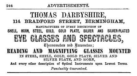 thomas darbyshire, eye glasses and spectacles